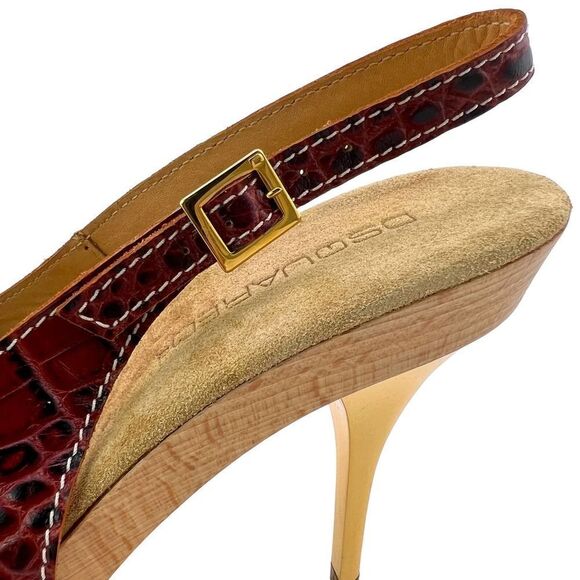 $630 New Dsquared2 Women US 7 Brown Leather Sandal Pumps Platform Heel Shoes - Picture 16 of 17